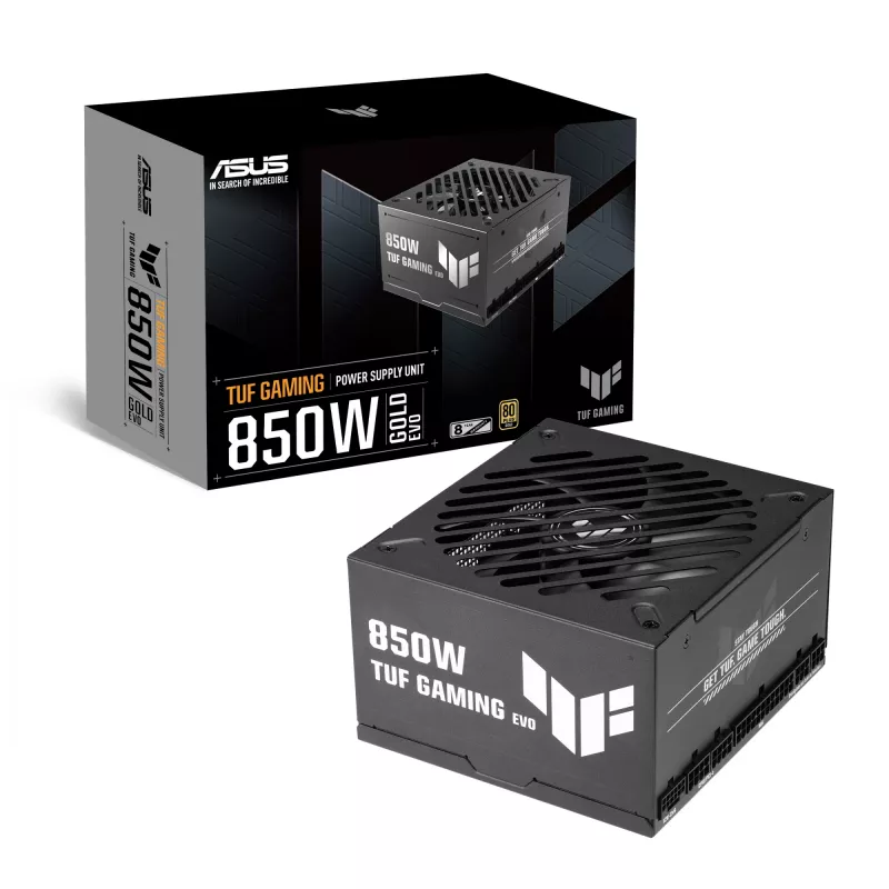 Maitinimo blokas ASUS TUF-GAMING-850G-EVO 850W ATX 80 PLUS Gold 20+4 kontaktų, 1 ventiliatorius, juodas