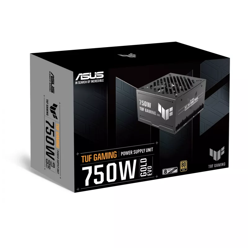 Maitinimo blokas ASUS TUF Gaming 750G EVO – 750 W, ATX, 80 PLUS Gold, 20+4 kontaktų, juodas