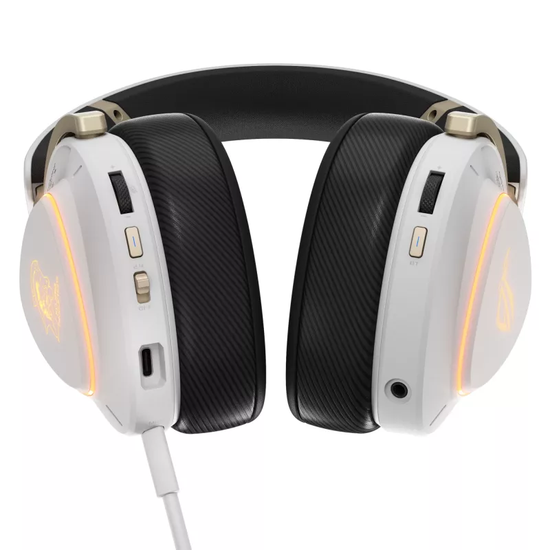 Ausinės ASUS ROG Delta II-KJP — aplink ausį, laidinės ir belaidės (Bluetooth), 20–20000 Hz, 325 g, juodos/baltos