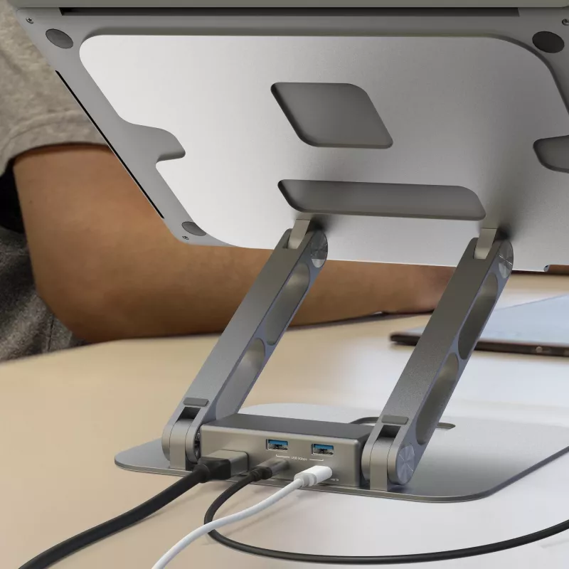 j5create JTS327 Daugiakampis 4K stovas su dokstote, pilkas, aliuminis, 40,6 cm (16 colių), 4 kg, Windows / Mac