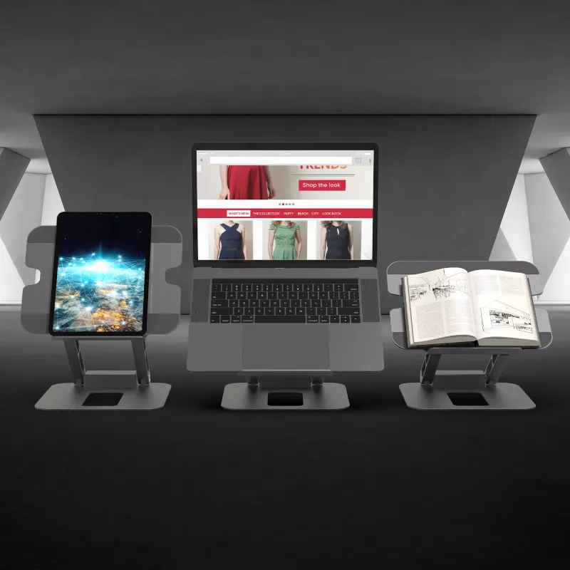 j5create JTS327 Daugiakampis 4K stovas su dokstote, pilkas, aliuminis, 40,6 cm (16 colių), 4 kg, Windows / Mac