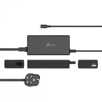 j5create JUP2290C-FN 100W PD USB-C Super Charger - UK, juodas, su 1,2 m laidu