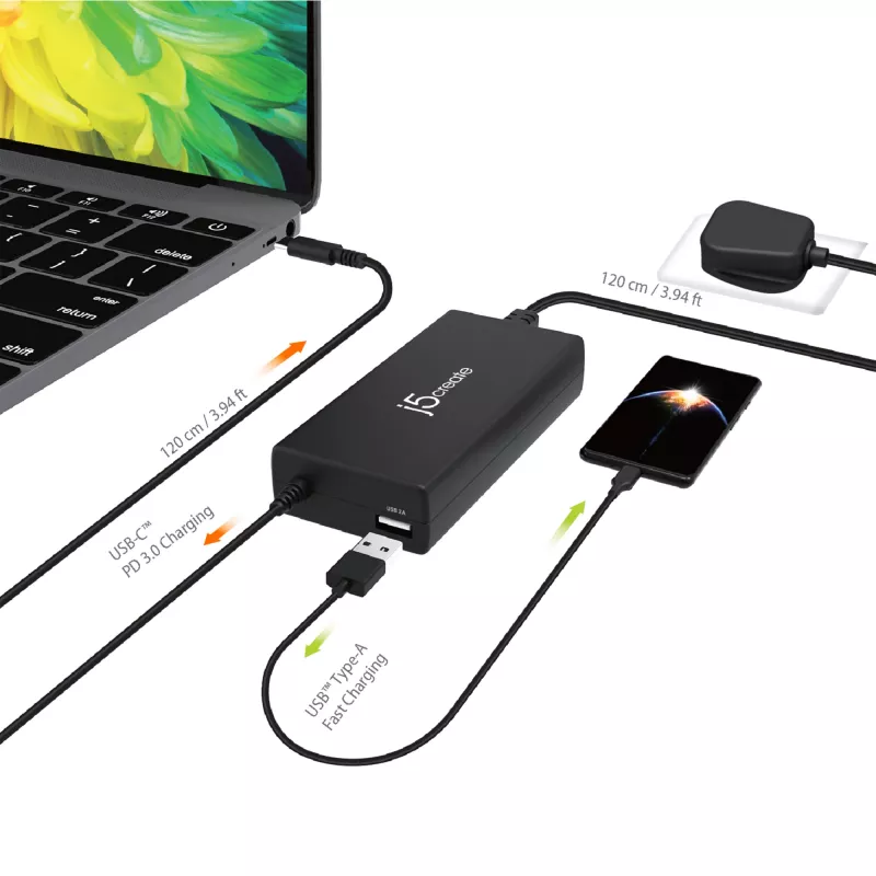 j5create JUP2290C-EN 100W PD USB-C super įkroviklis, ES