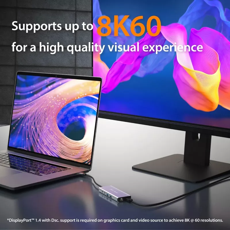 j5create JCD403 USB4 8K kelių prievadų USB-C stotelė su HDMI ir RJ-45