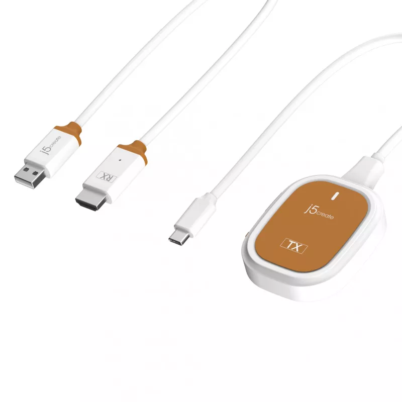 j5create ScreenCast FHD USB-C belaidis vaizdo siųstuvas, dongle, USB, USB Type-C, baltas, 1 A, 0 - 40 °C
