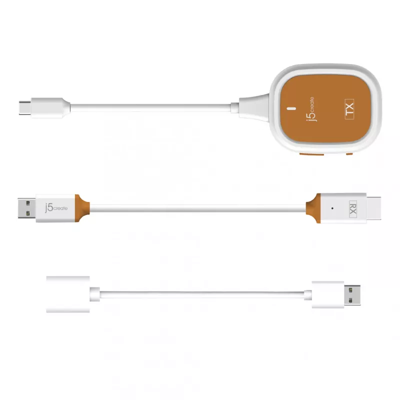 j5create ScreenCast FHD USB-C belaidis vaizdo siųstuvas, dongle, USB, USB Type-C, baltas, 1 A, 0 - 40 °C