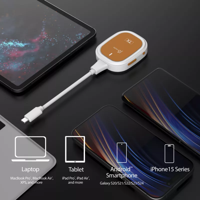 j5create ScreenCast FHD USB-C belaidis vaizdo siųstuvas, dongle, USB, USB Type-C, baltas, 1 A, 0 - 40 °C