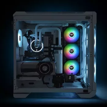 Korpuso ventiliatorius Thermaltake Pure Duo 12, 120 mm, PWM, dvigubas RGB žiedas, juodas