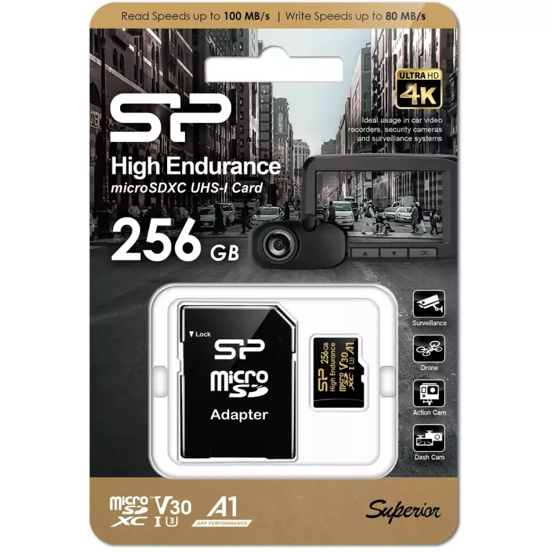 MicroSDXC atminties kortelė Silicon Power SP256GBSTXDV3V1HSP 256 GB Class 10 High Endurance