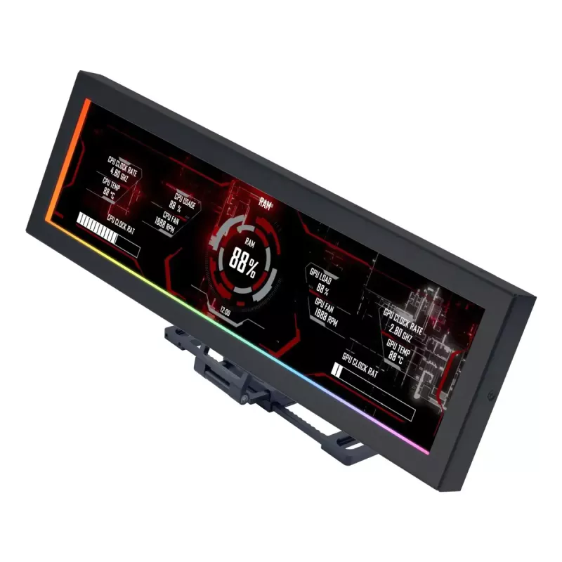 Lian Li SM088X universalus ekranėlis, 8,8 colio IPS, 1920×480, 60 Hz, 500 nitų, ARGB, juodas