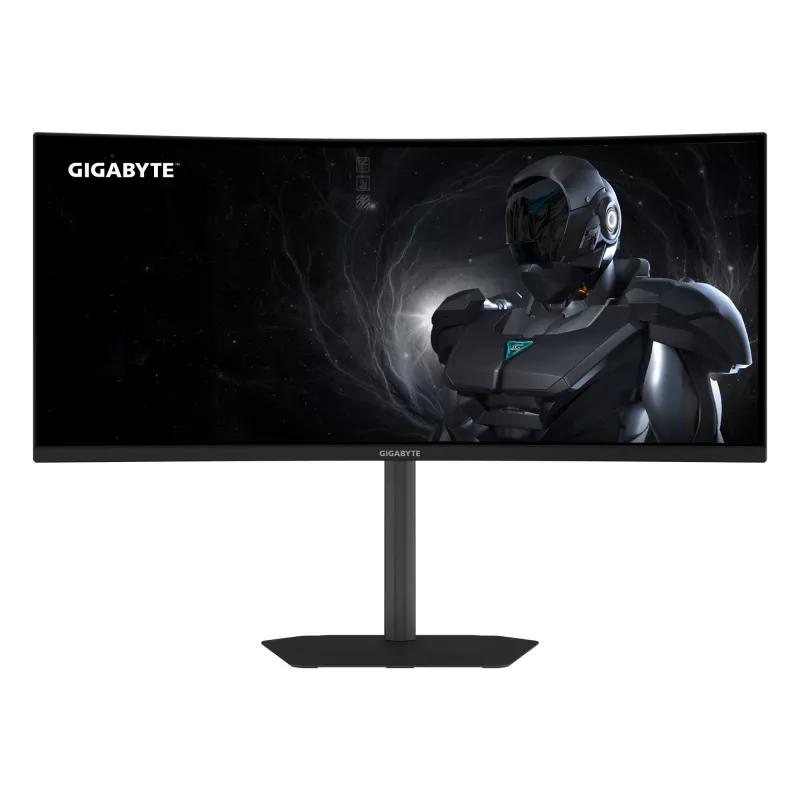GIGABYTE GS34WQCA 34 colių WQHD lenktas žaidimų monitorius - 3440 x 1440, 1500R, 120 Hz, 1 ms, 300 cd/m², FreeSync Premium, HDR Ready, HDMI 2.0, DisplayPort 1.4