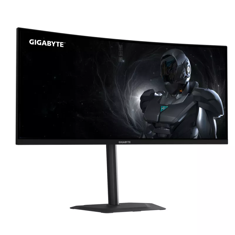 GIGABYTE GS34WQCA 34 colių WQHD lenktas žaidimų monitorius - 3440 x 1440, 1500R, 120 Hz, 1 ms, 300 cd/m², FreeSync Premium, HDR Ready, HDMI 2.0, DisplayPort 1.4
