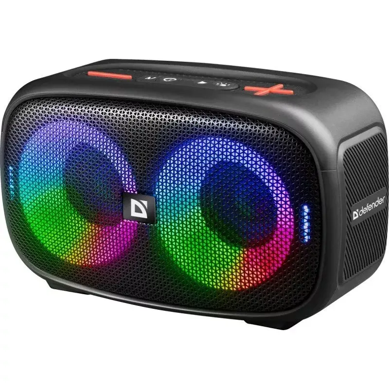 Defender Q5 Stereo belaidis Bluetooth garsiakalbis, 20W, LED apšvietimas, FM radijas, TWS