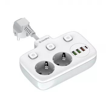 Sieninis kištukinis lizdas ColorWay CW-CHE24PDW su 24 W USB-C Power Delivery integruotu išėjimu