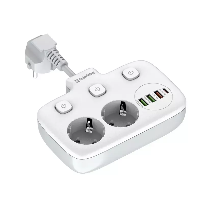 Sieninis kištukinis lizdas ColorWay CW-CHE24PDW su 24 W USB-C Power Delivery integruotu išėjimu