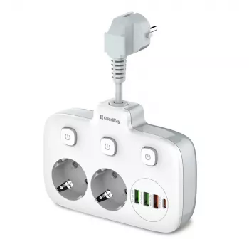 Sieninis kištukinis lizdas ColorWay CW-CHE24PDW su 24 W USB-C Power Delivery integruotu išėjimu