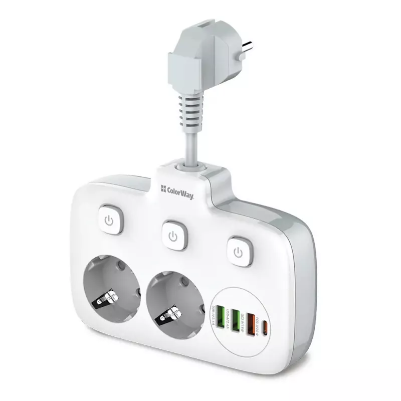 Sieninis kištukinis lizdas ColorWay CW-CHE24PDW su 24 W USB-C Power Delivery integruotu išėjimu