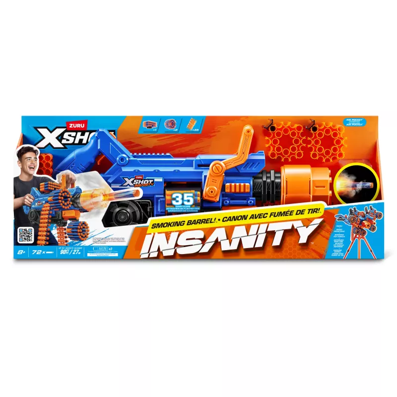 Pistoletas su putplasčio strėlėmis Zuru XSHOT Insanity Smoke N Barrel, 72 vnt.