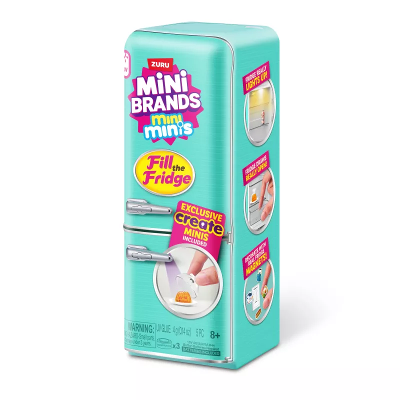 Žaidimų rinkinys Zuru Mini Brands Mini Minis Fill the Fridge – mini šaldytuvas su kolekcionuojamais maisto produktais