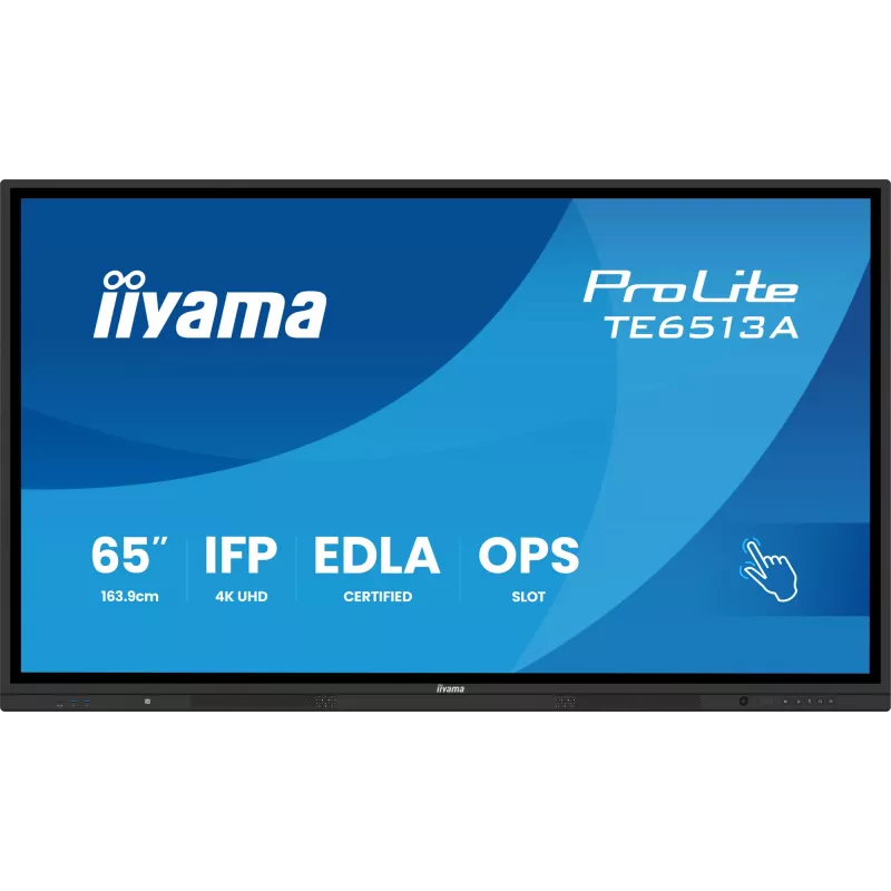 Interaktyvus plokščiasis ekranas IIYAMA TE6513A-B2AG 64,5 col. (163,8 cm) 4K UHD 500 cd/m² Wi‑Fi Android 24/7 liečiamasis