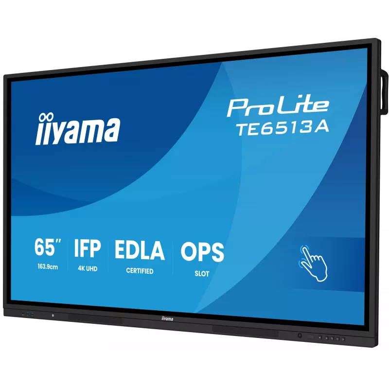 Interaktyvus plokščiasis ekranas IIYAMA TE6513A-B2AG 64,5 col. (163,8 cm) 4K UHD 500 cd/m² Wi‑Fi Android 24/7 liečiamasis