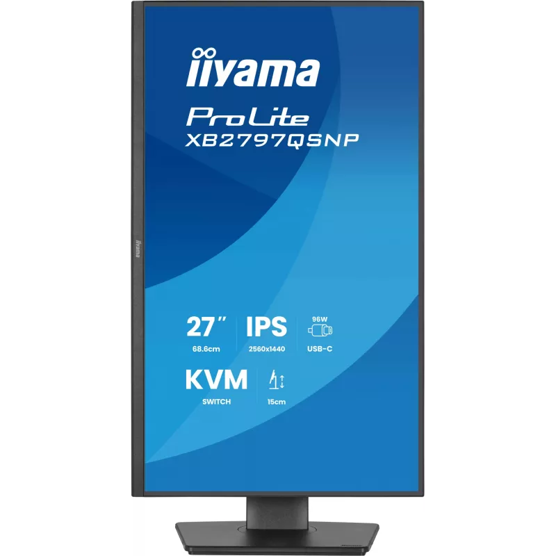 Monitorius IIYAMA ProLite XB2797QSNP-B1 27 colių (68,6 cm) 2560×1440 QHD LED, 16:9, matinis, garsiakalbiai, USB 3.2 šakotuvas, reguliuojamas aukštis, VESA
