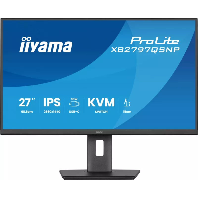 Monitorius IIYAMA ProLite XB2797QSNP-B1 27 colių (68,6 cm) 2560×1440 QHD LED, 16:9, matinis, garsiakalbiai, USB 3.2 šakotuvas, reguliuojamas aukštis, VESA