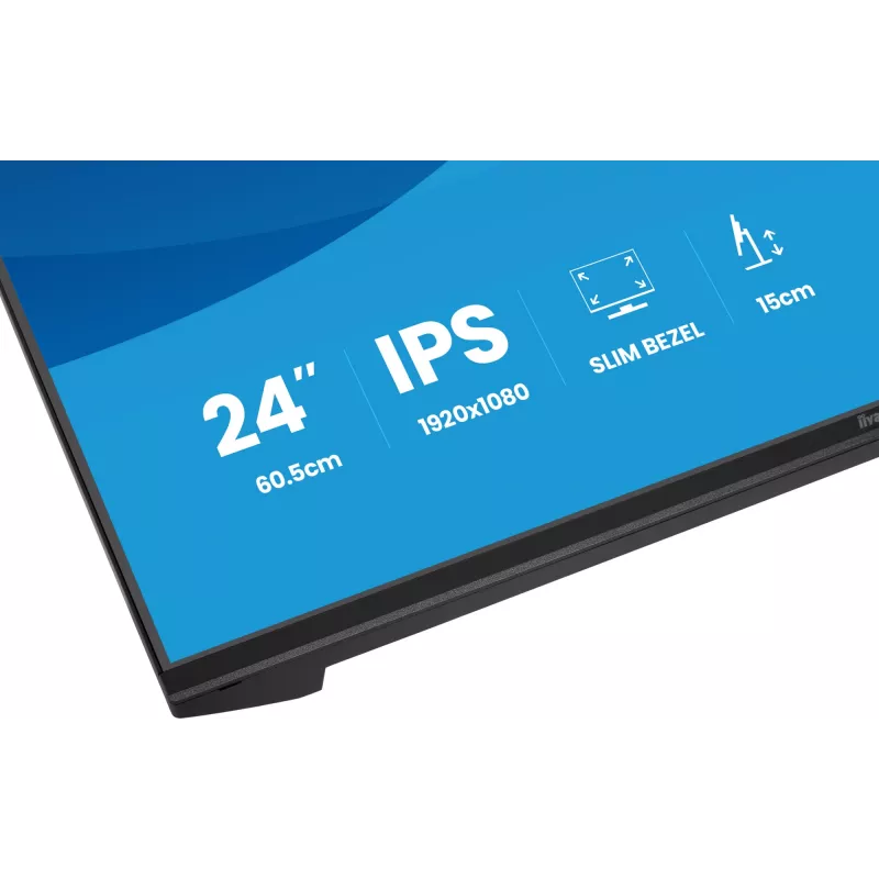 Monitorius IIYAMA ProLite XB2491H-B1 23,8 colio (60,5 cm) Full HD IPS LCD, 1920×1080, 178° žiūrėjimo kampas, VESA, aukštis reguliuojamas, juodas