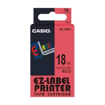 Juostelė etiketėms Casio XR-18RD1 Juoda ant raudonos
