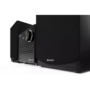 Mikro garso sistema Sharp XL-B512(BK) — 45 W, vieno optinio disko grotuvas, FM radijas, MP3, bananiniai garsiakalbių jungtys, juoda