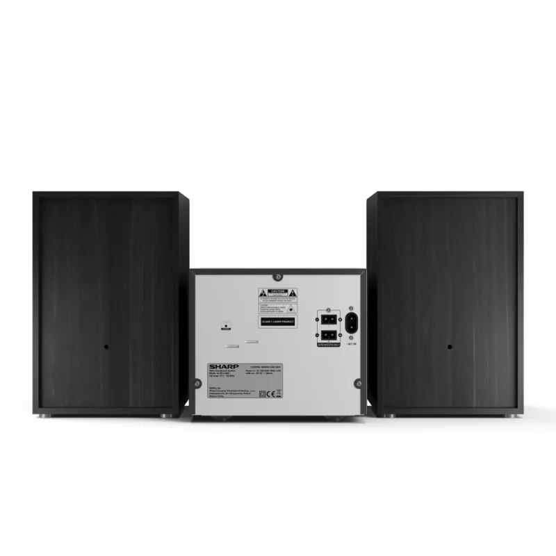 Mikro garso sistema Sharp XL-B512(BK) — 45 W, vieno optinio disko grotuvas, FM radijas, MP3, bananiniai garsiakalbių jungtys, juoda