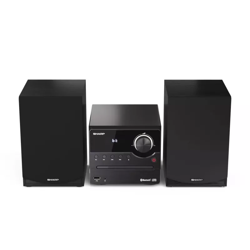 Mikro garso sistema Sharp XL-B512(BK) — 45 W, vieno optinio disko grotuvas, FM radijas, MP3, bananiniai garsiakalbių jungtys, juoda