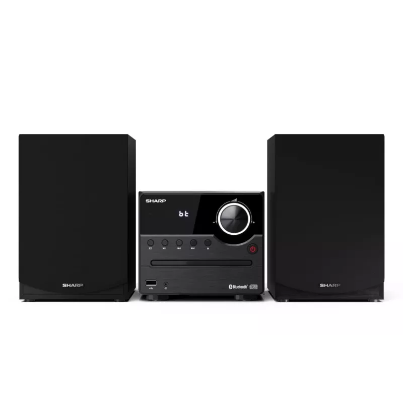 Mikro garso sistema Sharp XL-B512(BK) — 45 W, vieno optinio disko grotuvas, FM radijas, MP3, bananiniai garsiakalbių jungtys, juoda
