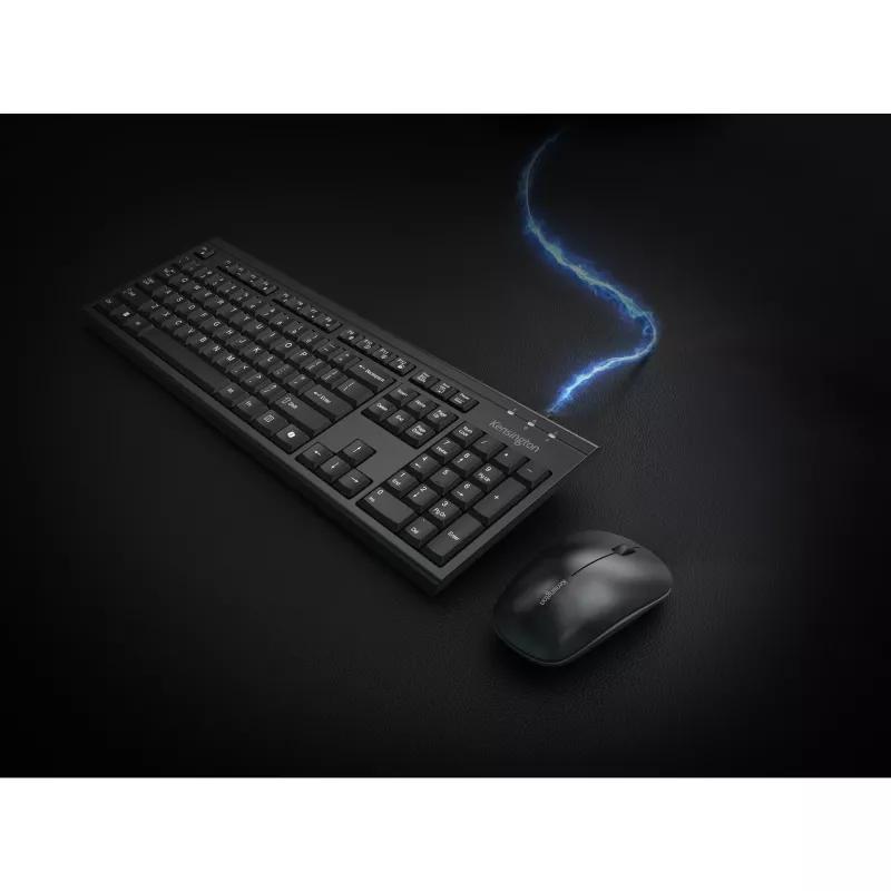 Kensington KM270 EQ Įkraunamas belaidis rinkinys – belaidė klaviatūra ir pelė, RF Wireless + Bluetooth, membraninė, QWERTZ, juoda