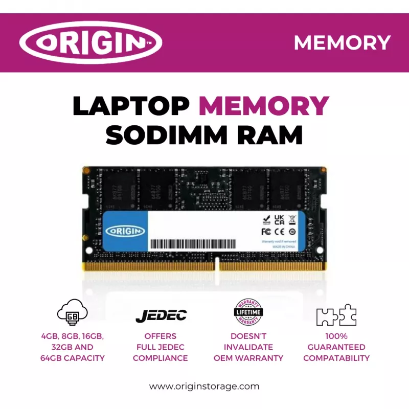 Origin Storage 8GB DDR4 2666MHz SODIMM 1Rx8 Non-ECC 1.2V, 8 GB, 1 x 8 GB, DDR4, 2666 MHz, 260 kontaktų SO-DIMM, Žalia