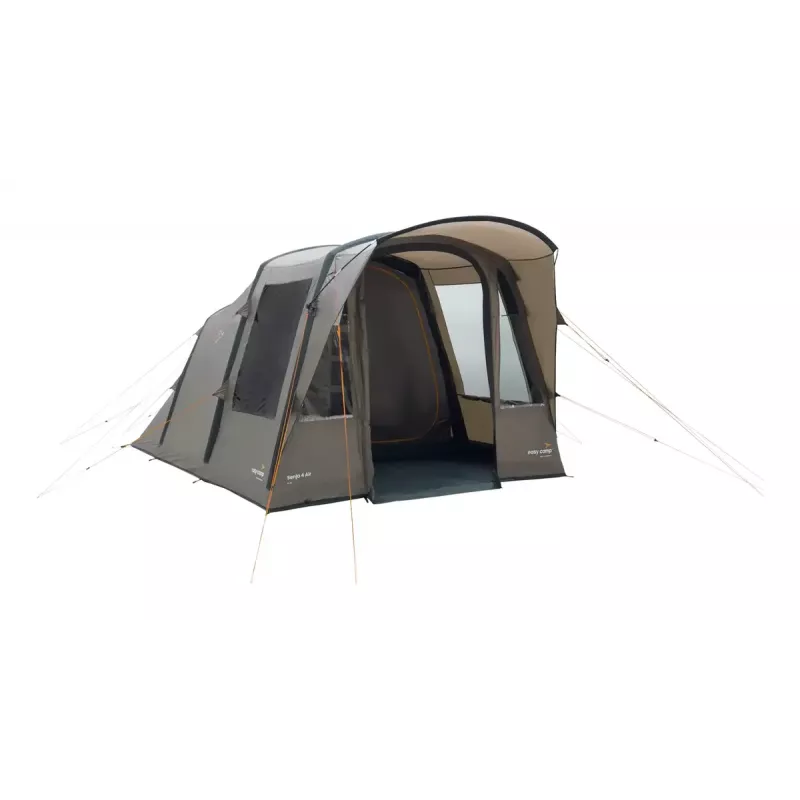 Pripučiamas tunelinis palapinė Easy Camp Senja 4 Air – 4 vietų, 3 m vandens stulpelis, 460×260×195 cm, ruda