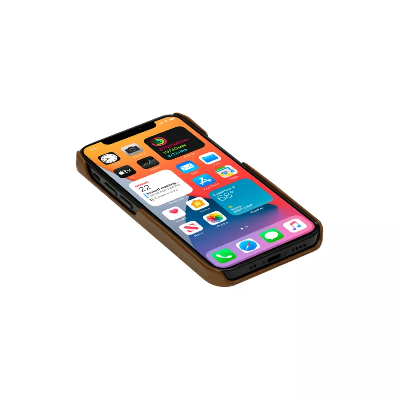 Dėklas-piniginė dbramante1928 Lynge, iPhone 12 mini (5,4 colio), Tan, 3 kortelių kišenės, stovas ant stalo