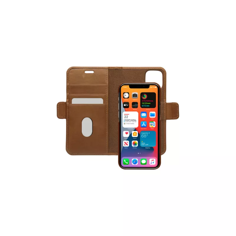 Dėklas-piniginė dbramante1928 Lynge, iPhone 12 mini (5,4 colio), Tan, 3 kortelių kišenės, stovas ant stalo