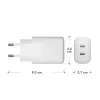 Sieninis įkroviklis d bramante re-charge Pro — 2× USB-C 25W, 110–240V, Baltas