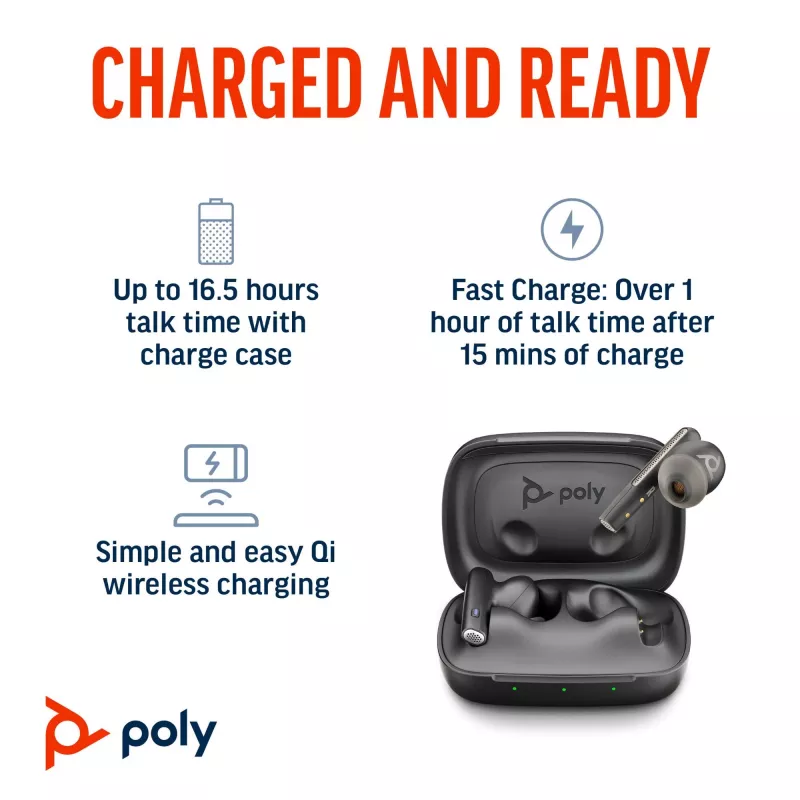 HP Poly Voyager Free 60 UC belaidės ausinės Carbon Black + BT700 USB-C adapteris + įkrovimo dėklas