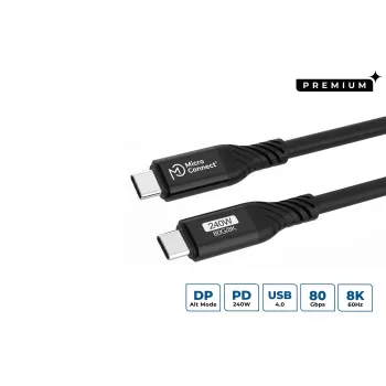 Microconnect USB4CC1-240W-80GBPS USB laidas USB4 Gen 3x2 1 m USB C juodas