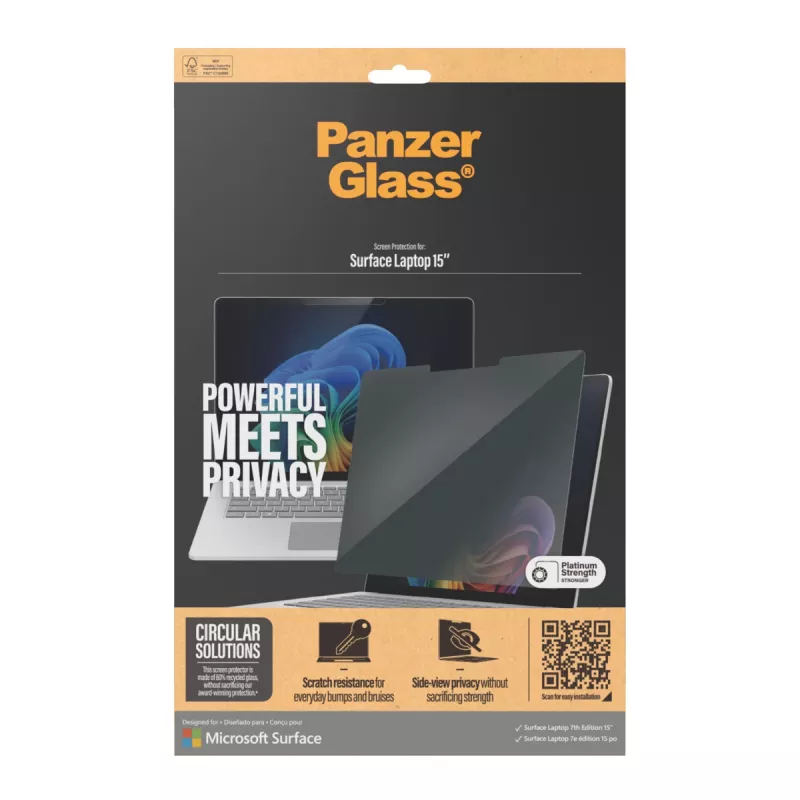 PanzerGlass ® Privatumo ekrano apsauga Microsoft Surface Laptop 7th Edition 15'' | Ultra-Wide Fit