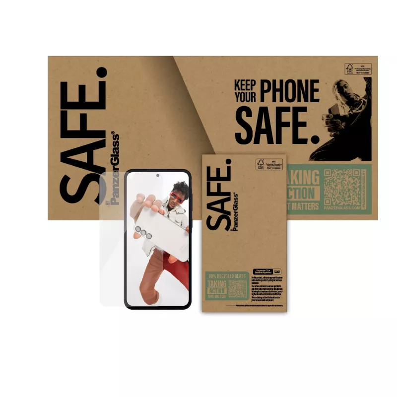 PanzerGlass SAFE. by ® Ekrano apsauga Galaxy S24 FE | A36 5G | A56 5G | Ultra-Wide Fit | BULK (50 vnt.)