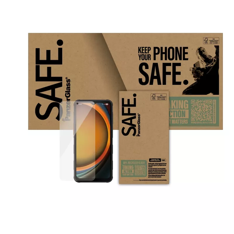 PanzerGlass SAFE. apsauginis stiklas Samsung Galaxy Xcover7 Pro | Xcover7 | Xcover6 Pro | Ultra-Wide Fit | Didmeninė pakuotė