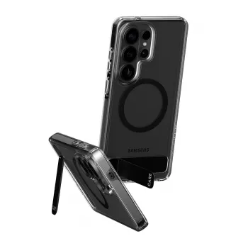 PanzerGlass CARE™ Urban Explorer Dėklas Samsung Galaxy S26 Ultra — Skaidrus dėklas su juodu stoveliu ir Qi palaikymu
