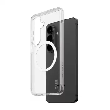 PanzerGlass CARE™ Urban Explorer dėklas Samsung Galaxy S26 — skaidrus su baltos spalvos Qi palaikymu