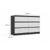 Komoda Top E Shop MALWA M6 120 cm, 6 stalčių, antracitinis karkasas, balti fasadai