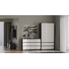 Komoda Top E Shop MALWA M6 120 cm, 6 stalčių, antracitinis karkasas, balti fasadai