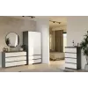 Komoda Top E Shop MALWA M6 120 cm, 6 stalčių, antracitinis karkasas, balti fasadai