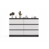 Komoda Top E Shop MALWA M6 120 cm, 6 stalčių, antracitinis karkasas, balti fasadai